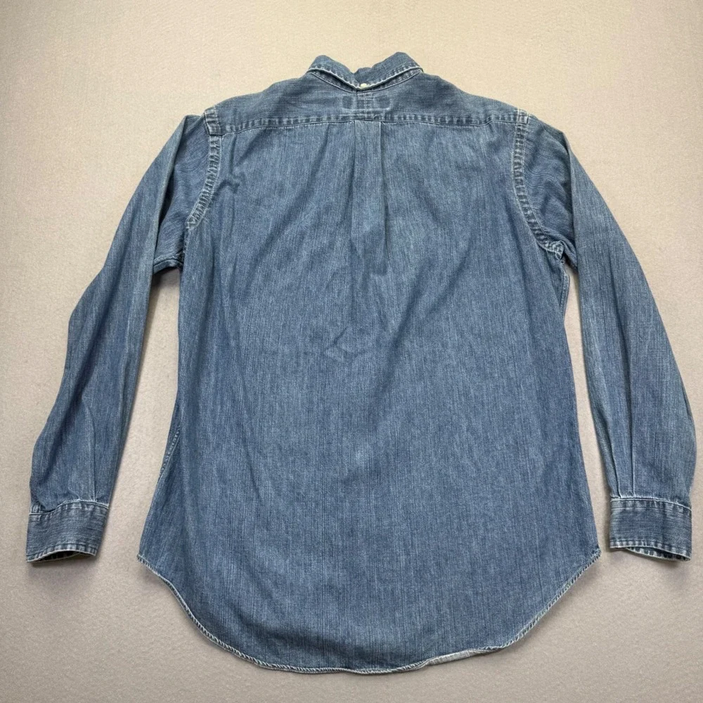 Ralph Lauren Classic Fit Denim Button Down Shirt flesh pony Blue Long Sleeve M - Picture 7 of 8